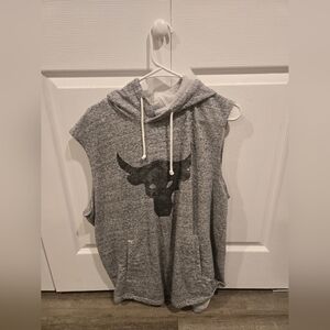 Under Armour, Project Rock, Gray, Sleeveless Hoodie, Men's, XL